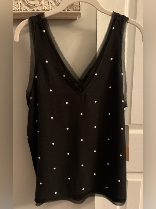 Halogen Tops - Halogen Black-White Dot Lace-Trim V-Neck Camisole NWT - M